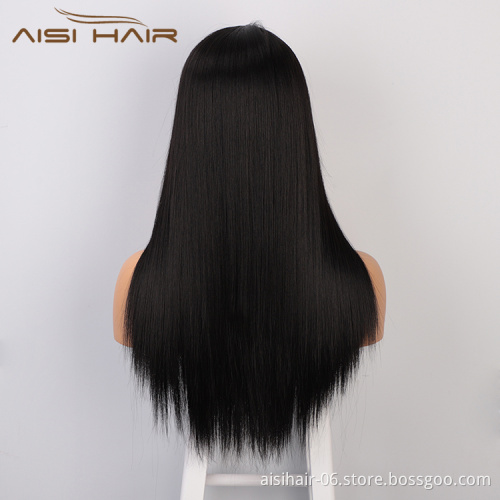 Aisi Hair Top Quality Vendor Cheap Wholesale Glueless Black Lace Frontal Synthetic Hair For Black Women Lace Front Wig